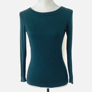 J. Crew Forest Green Marino Wool Knit Sweater Sz XS Preppy Dark Academia Office